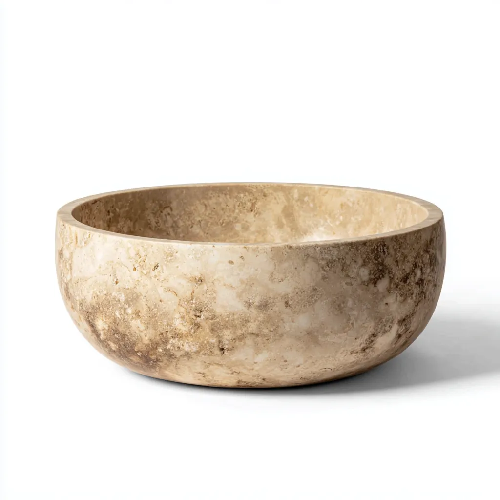 Lavabo - pietra travertino - 38x38x14 cm - beige - design moderno-Shelterza