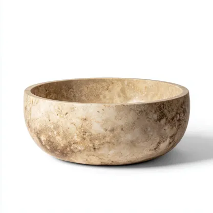 Lavabo - pietra travertino - 38x38x14 cm - beige - design moderno-Shelterza