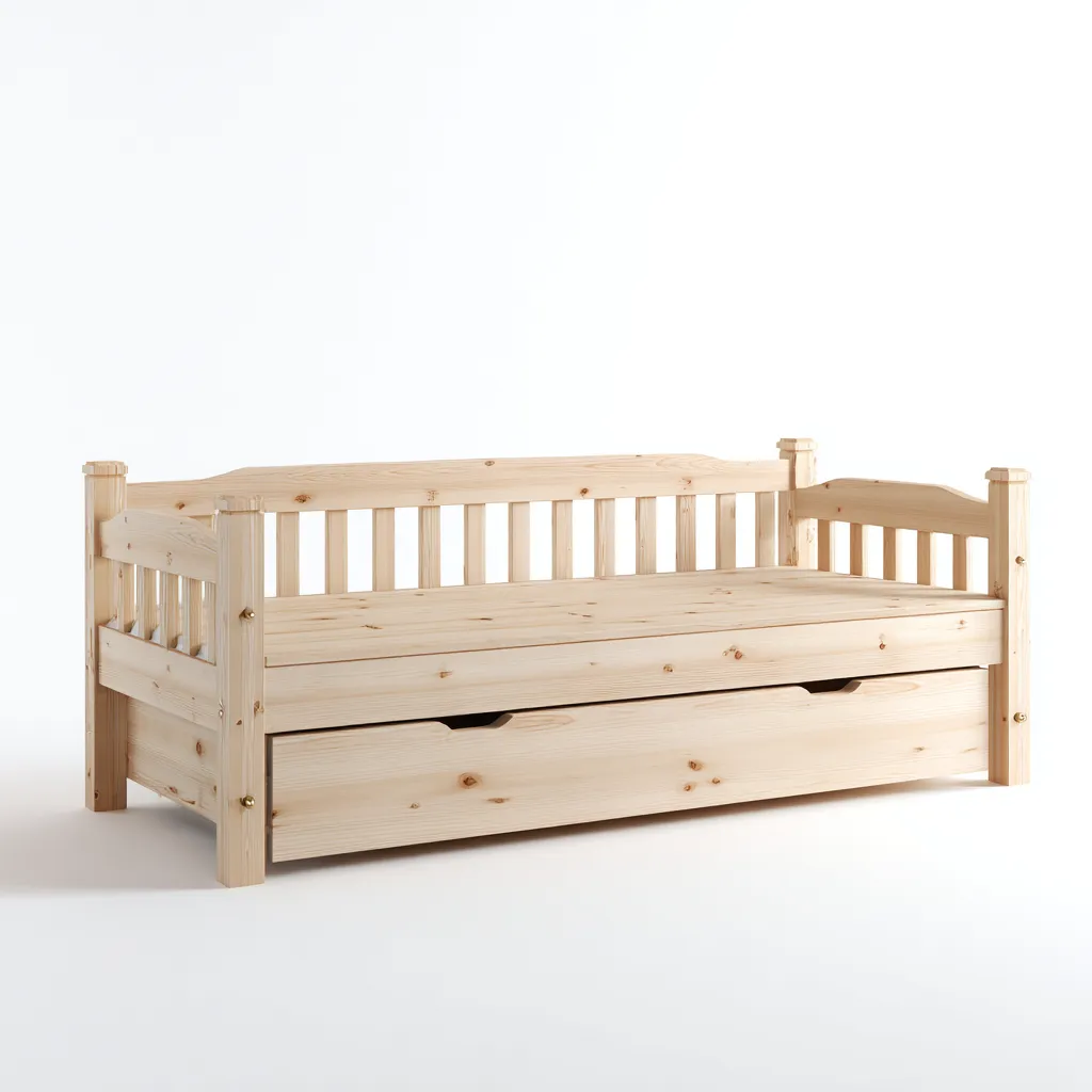 Divano letto-legno di pino-198x96x92 cm-naturale-design rustico-Shelterza