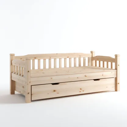 Divano letto-legno di pino-198x96x92 cm-naturale-design rustico-Shelterza