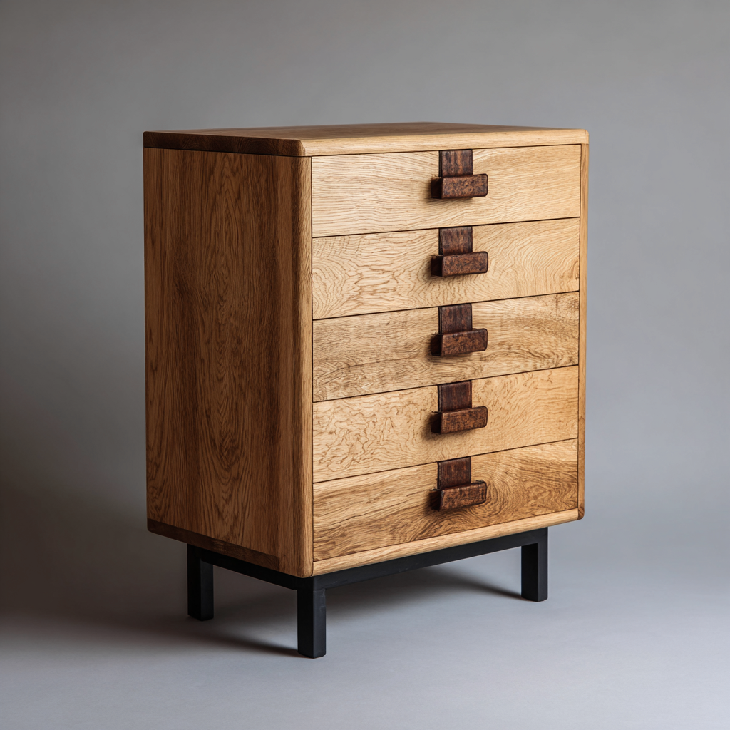 Cassettiera-legno-metallo-78x46x104 cm-naturale-nero-design moderno-Shelterza