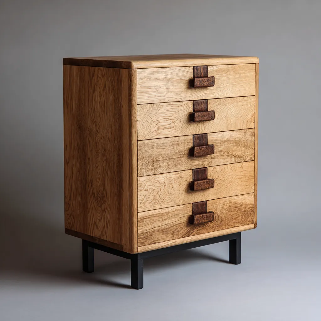 Cassettiera-legno-metallo-78x46x104 cm-naturale-nero-design moderno-Shelterza