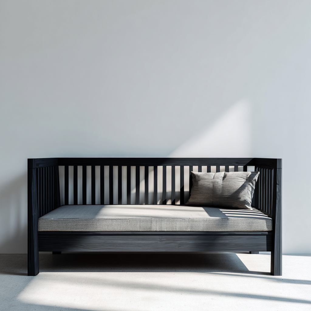 Divano letto-legno di pino-196x92x85 cm-nero-design minimalista-Shelterza