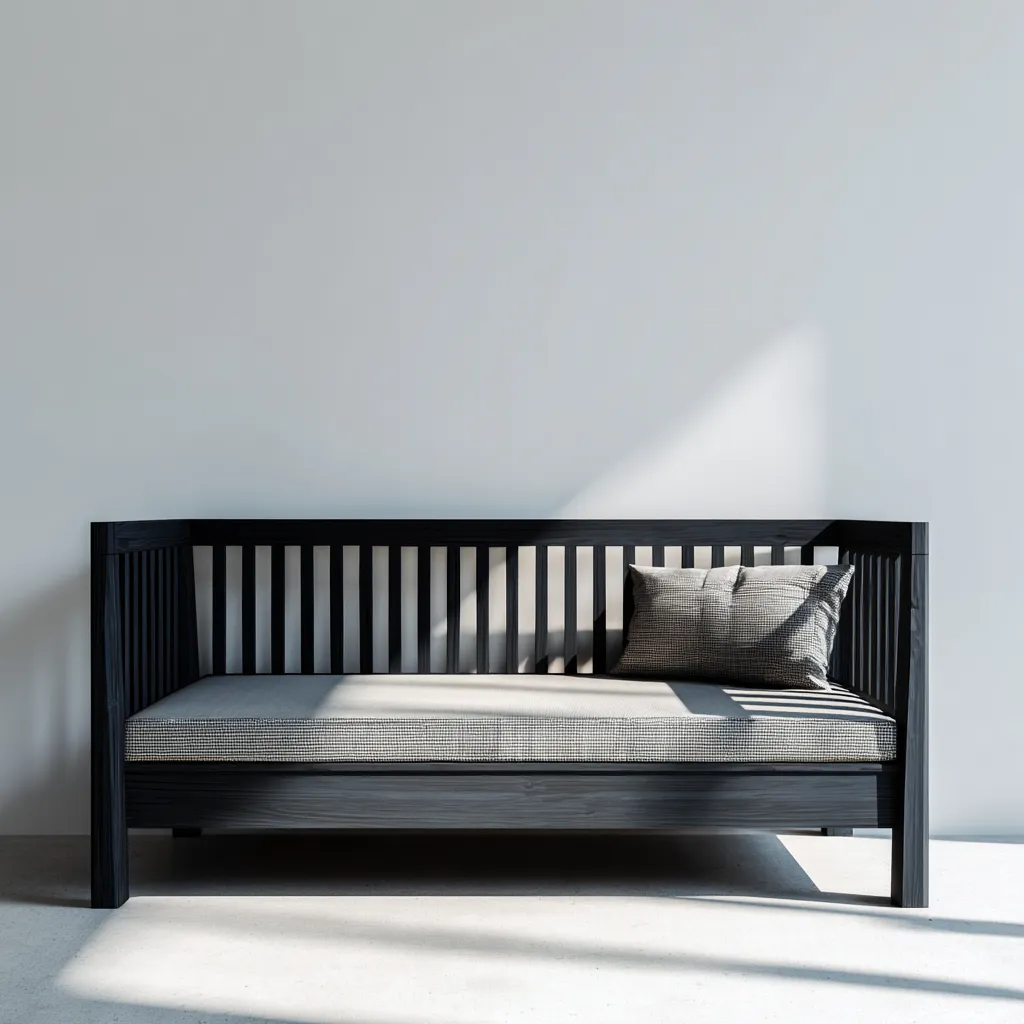 Divano letto-legno di pino-196x92x85 cm-nero-design minimalista-Shelterza