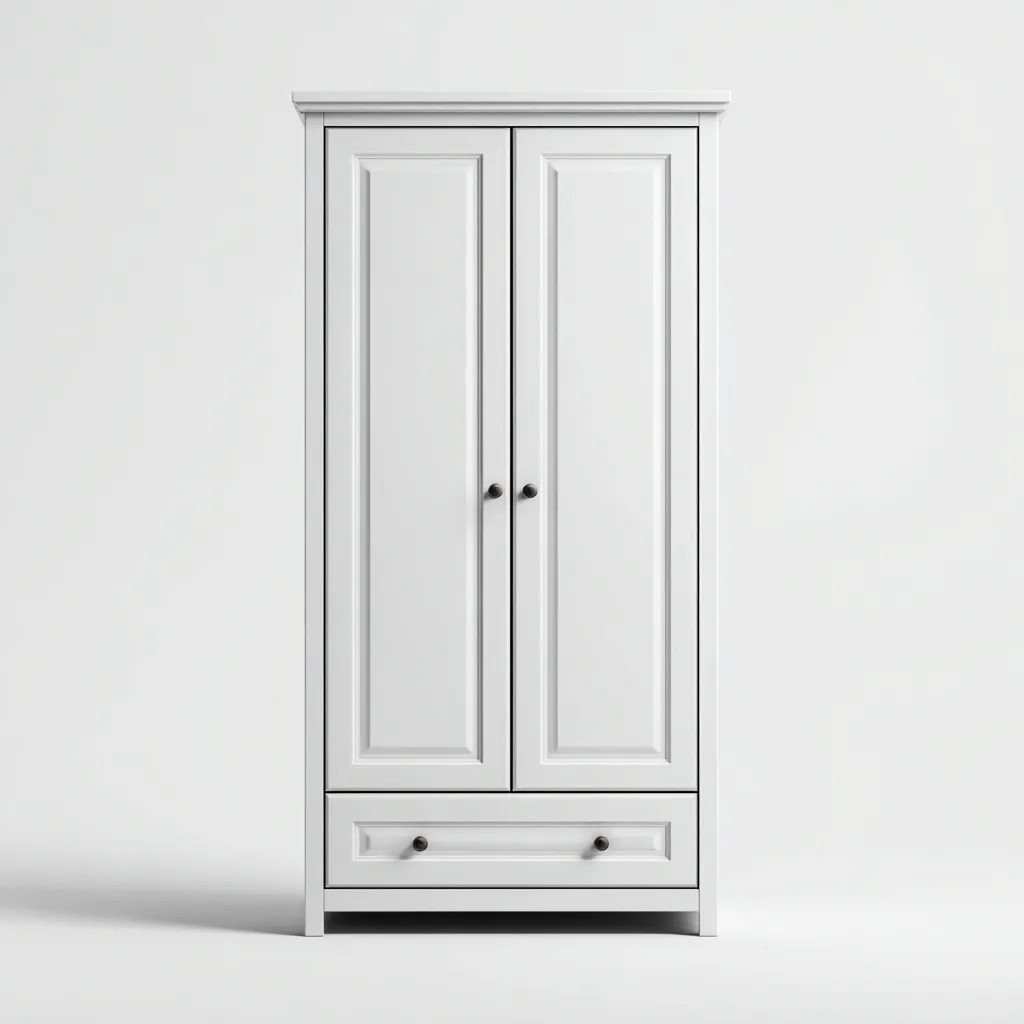 Armadio-legno-pannello-metallo-115x61x201 cm-Bianco-design classico-Shelterza