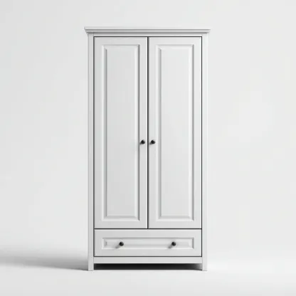 Armadio-legno-pannello-metallo-115x61x201 cm-Bianco-design classico-Shelterza