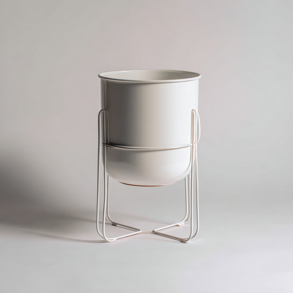 Vasi e supporti per piante-metallo-27x27x47 cm-bianco-design moderno-Shelterza