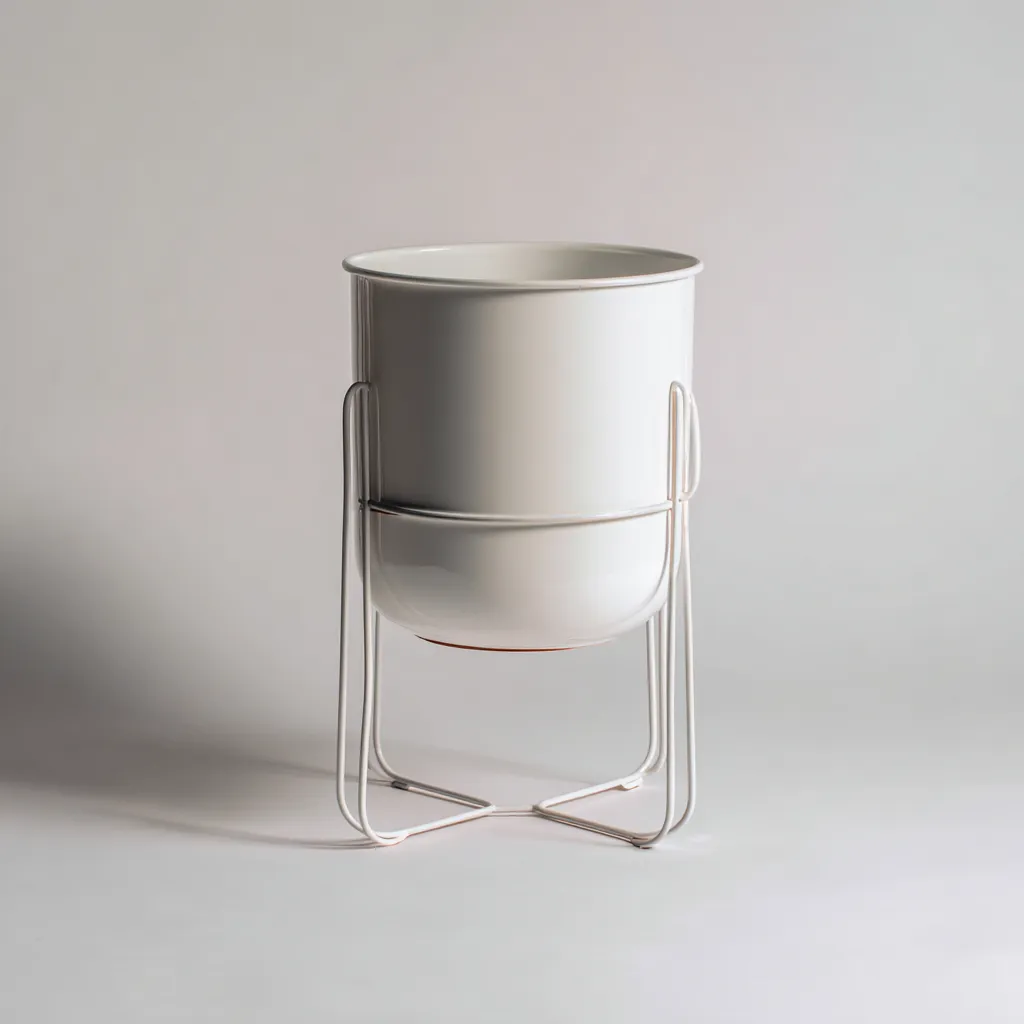 Vasi e supporti per piante-metallo-27x27x47 cm-bianco-design moderno-Shelterza