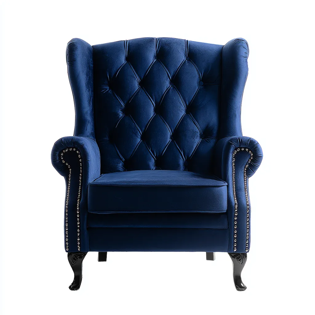 Poltrona - velluto-legno - 105x98x118 cm - blu scuro - stile classico-Shelterza