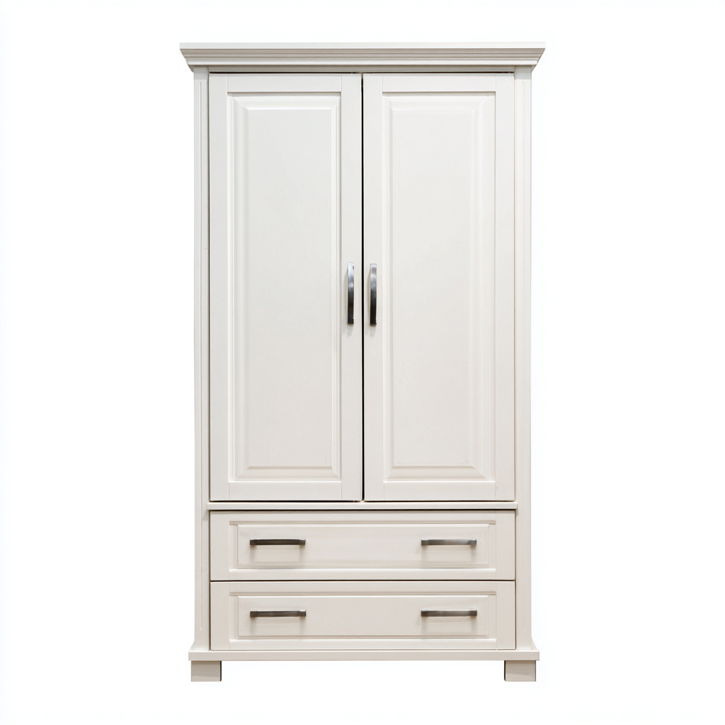 Armadio-legno-pannello-metallo-114x60x200 cm-Bianco-design classico-Shelterza