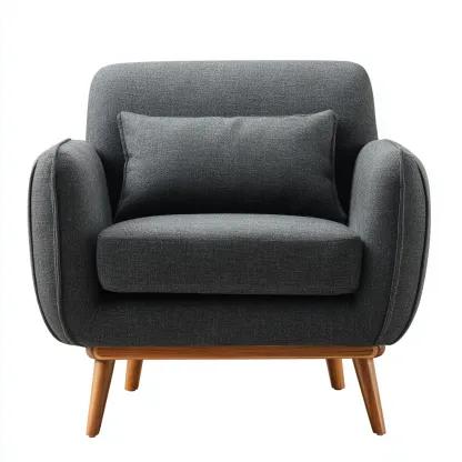 Poltrona - tessuto-legno - 94x90x95 cm - grigio scuro - stile moderno-Shelterza