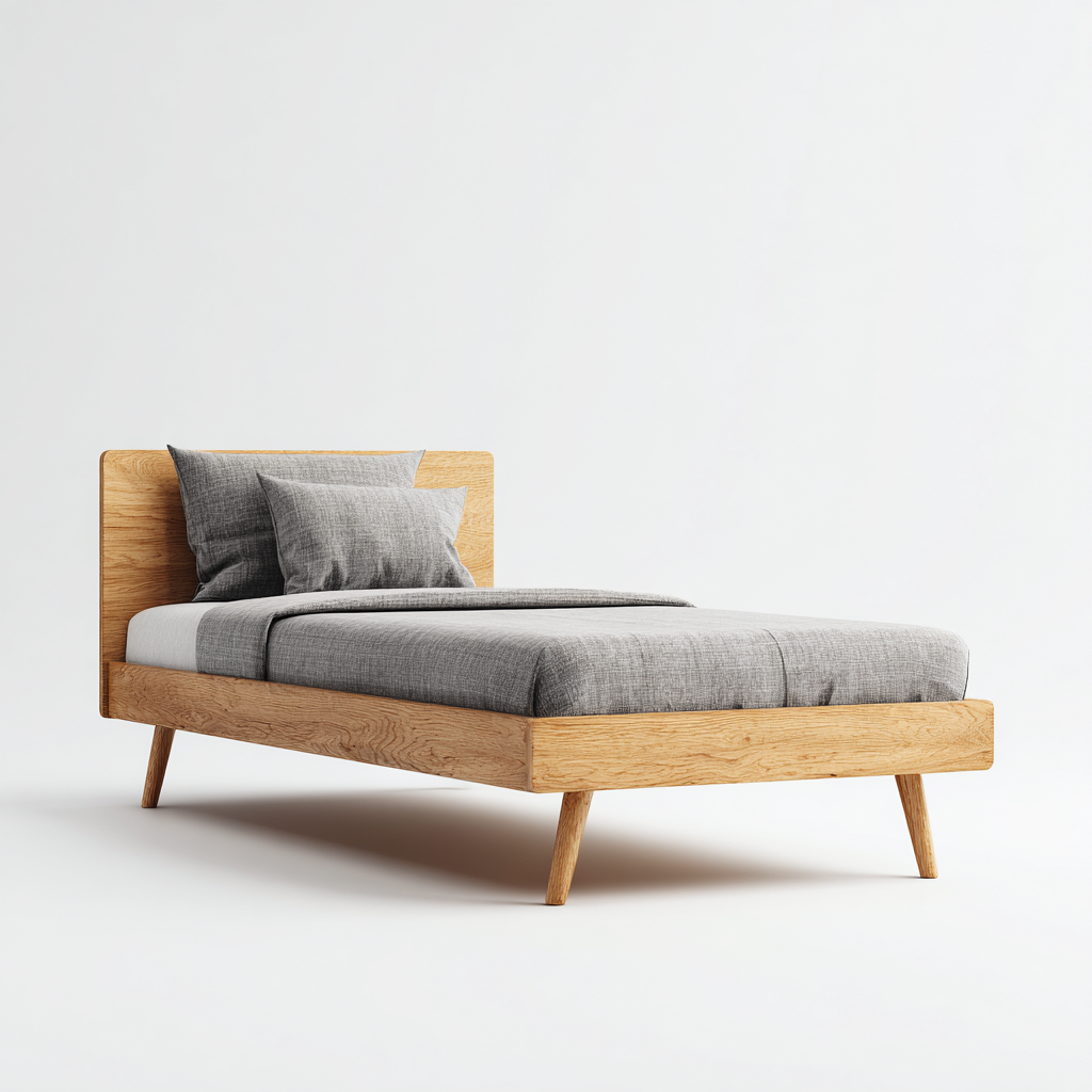 Letto per bambini-legno di rovere-160x80x75 cm-naturale-design moderno-Shelterza