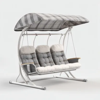 Dondolo da giardino-metallo-tessuto-231x149x187 cm-bianco-grigio-design moderno-Shelterza