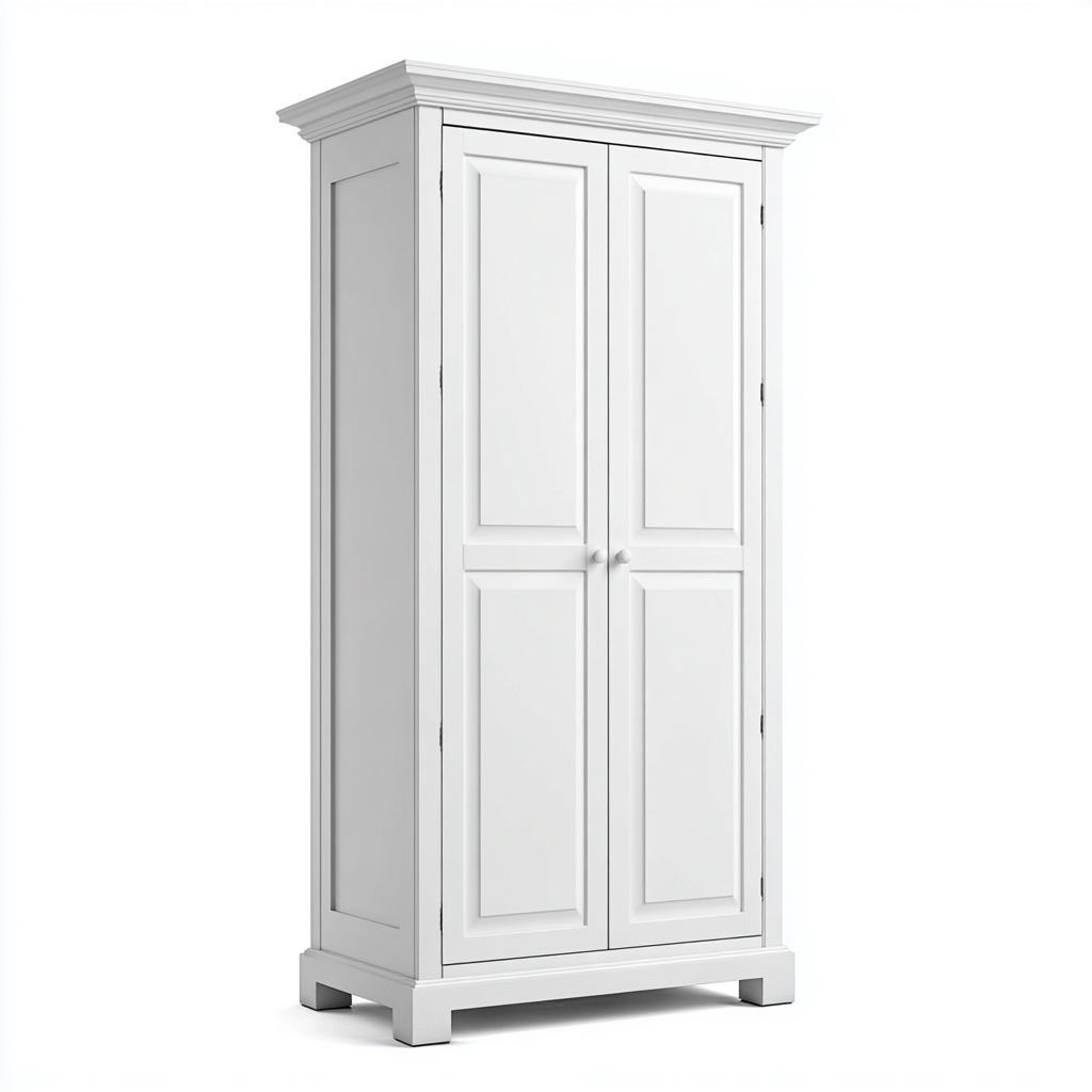 Armadio-legno-pannello-metallo-110x58x198 cm-Bianco-design classico-Shelterza