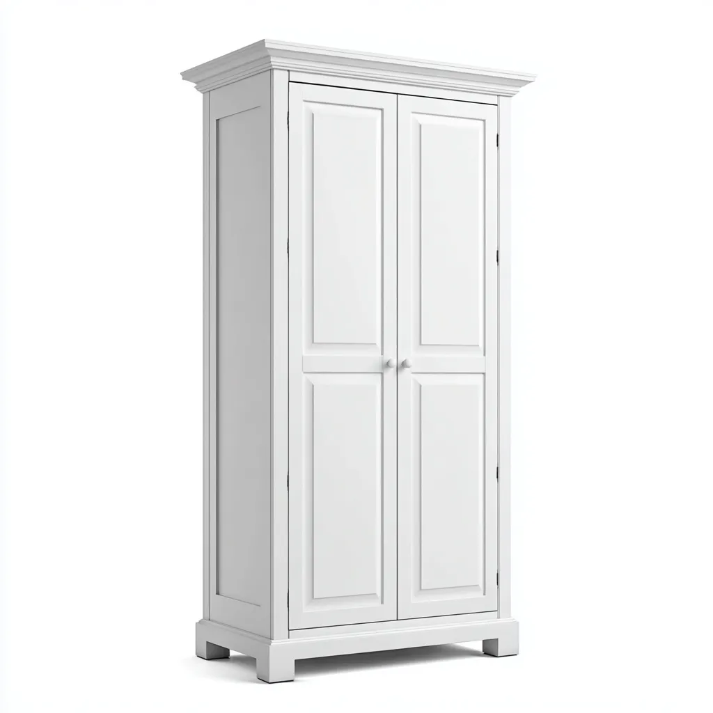 Armadio-legno-pannello-metallo-110x58x198 cm-Bianco-design classico-Shelterza