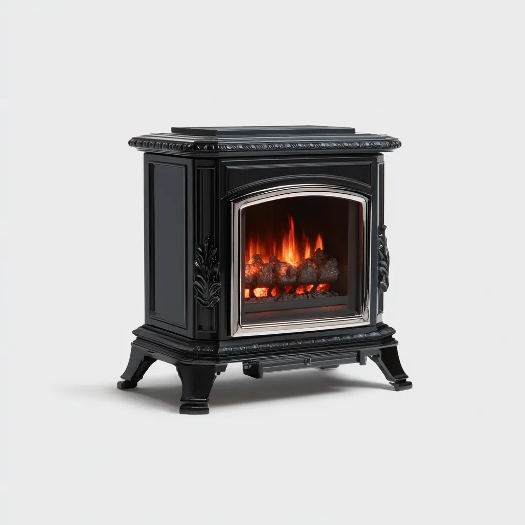 Camino elettrico - MDF-metallo-vetro - 64x38x78 cm - nero - design classico-Shelterza