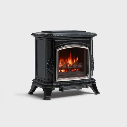 Camino elettrico - MDF-metallo-vetro - 64x38x78 cm - nero - design classico-Shelterza