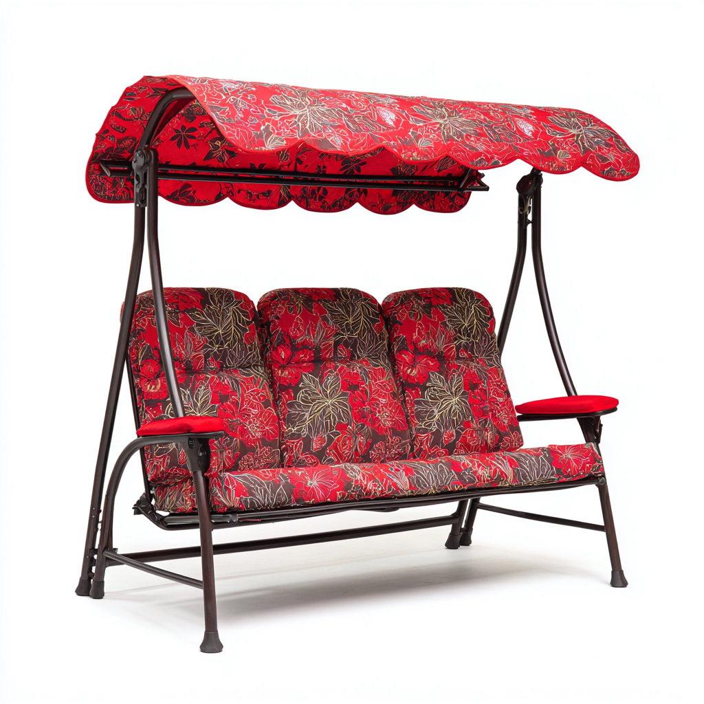 Dondolo da giardino-metallo-tessuto-224x144x183 cm-rosso-design moderno-Shelterza