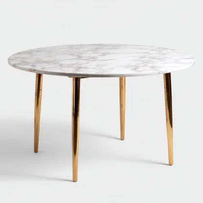 Tavolo da pranzo-marmo-metallo-138x138x75 cm-bianco-oro-design elegante-Shelterza