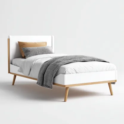 Letto per bambini-legno di rovere-legno MDF-160x80x88 cm-bianco-naturale-design moderno-Shelterza