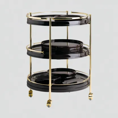 Carrello da cucina-metallo-plastica-45x45x90 cm-nero-oro-design elegante-Shelterza