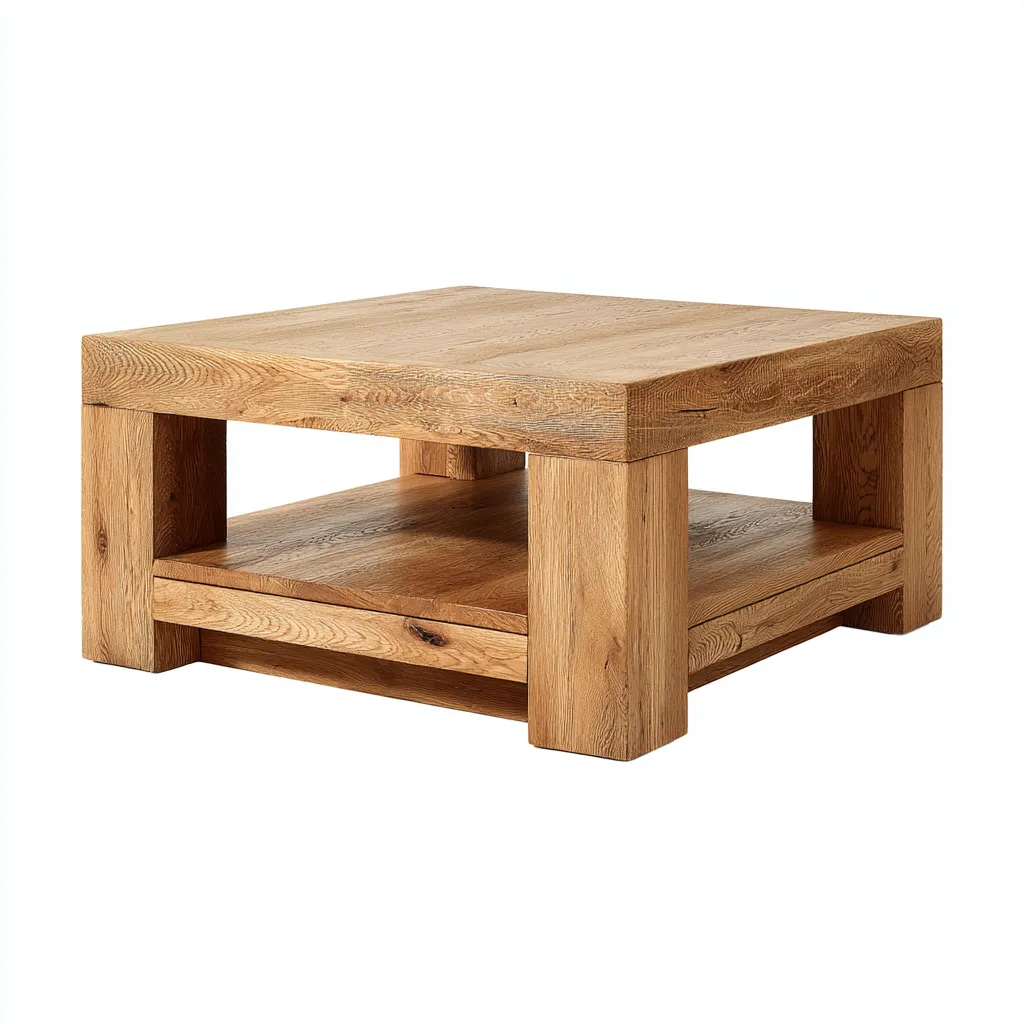 Tavolino da caffè - legno massello - 85x85x40 cm - marrone - design moderno-Shelterza