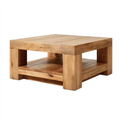 Tavolino da caffè - legno massello - 85x85x40 cm - marrone - design moderno-Shelterza