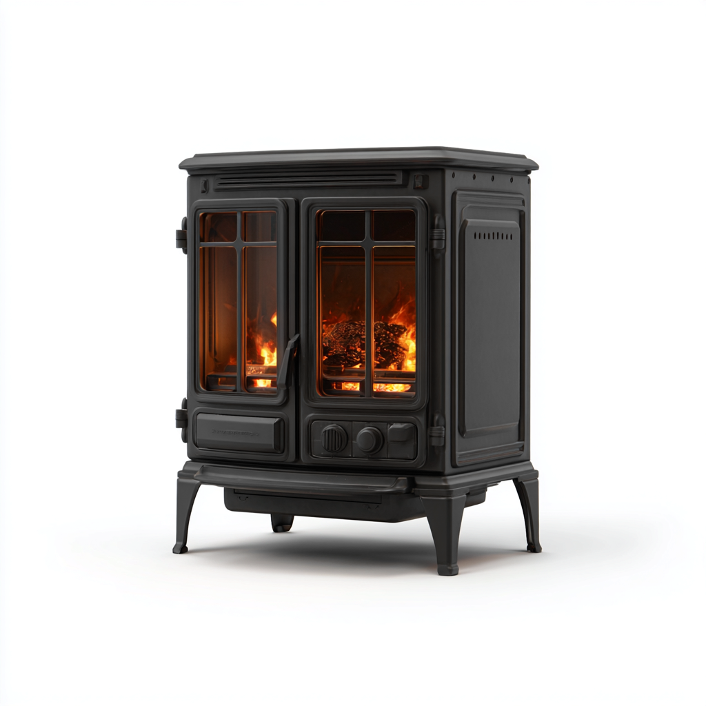 Camino elettrico - metallo-vetro - 58x36x74 cm - nero - design classico-Shelterza