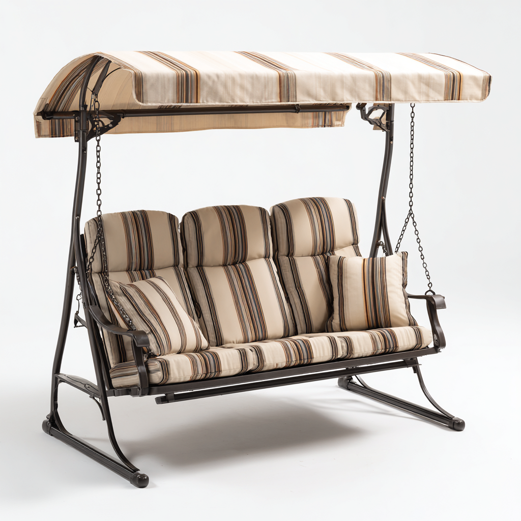 Dondolo da giardino-metallo-tessuto-223x143x181 cm-beige-design moderno-Shelterza