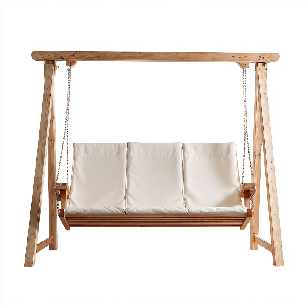 Dondolo da giardino-legno-tessuto-230x150x190 cm-beige-design naturale-Shelterza