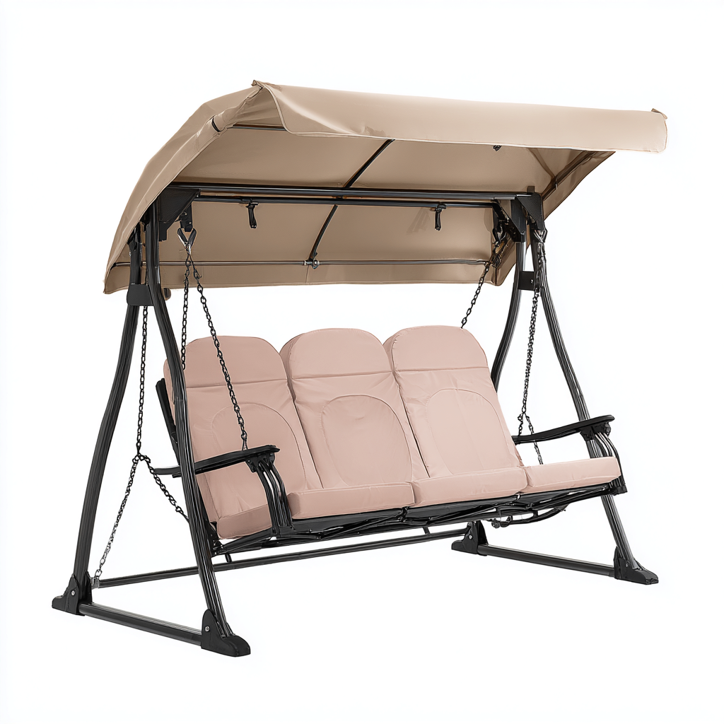 Dondolo da giardino-metallo-tessuto-219x141x179 cm-beige-rosa-design moderno-Shelterza