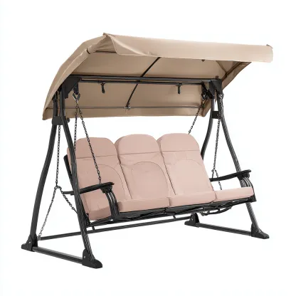 Dondolo da giardino-metallo-tessuto-219x141x179 cm-beige-rosa-design moderno-Shelterza