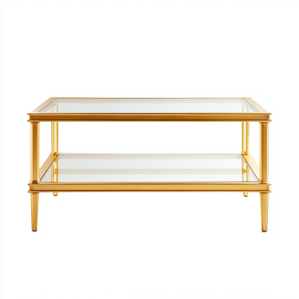 Tavolino da caffè - vetro-metallo - 110x60x45 cm - oro - design moderno-Shelterza