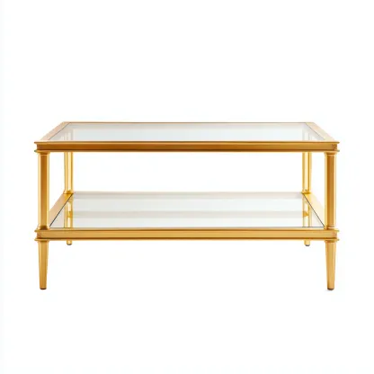 Tavolino da caffè - vetro-metallo - 110x60x45 cm - oro - design moderno-Shelterza