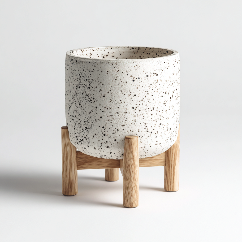 Vasi e supporti per piante-ceramica legno-26x26x38 cm-bianco-design moderno-Shelterza