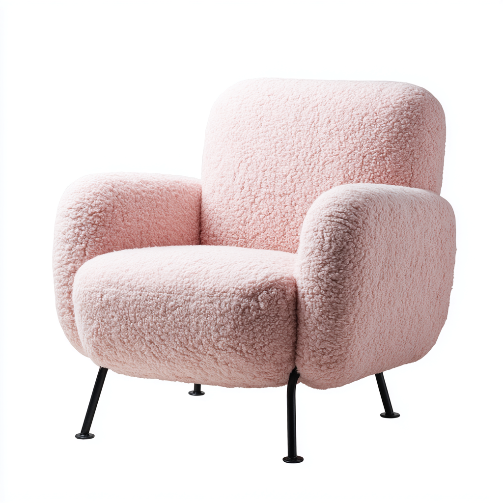 Poltrona - peluche-metallo - 88x82x92 cm - rosa - stile moderno-Shelterza