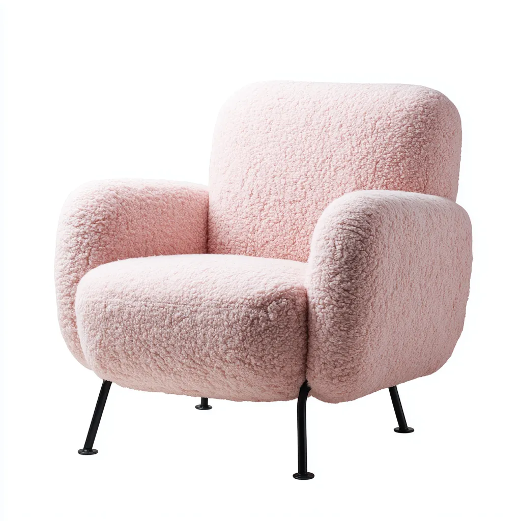 Poltrona - peluche-metallo - 88x82x92 cm - rosa - stile moderno-Shelterza