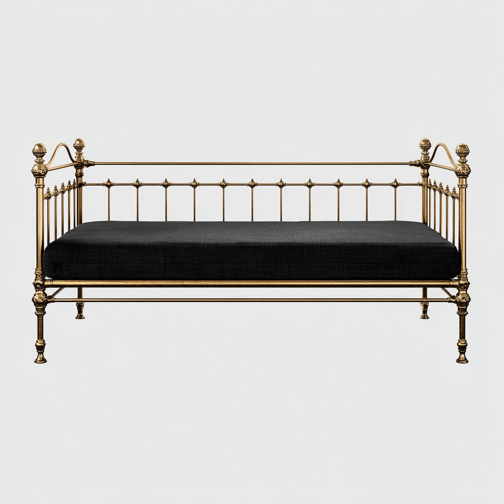 Divano letto-metallo-201x92x106 cm-ottone antico-design classico-Shelterza