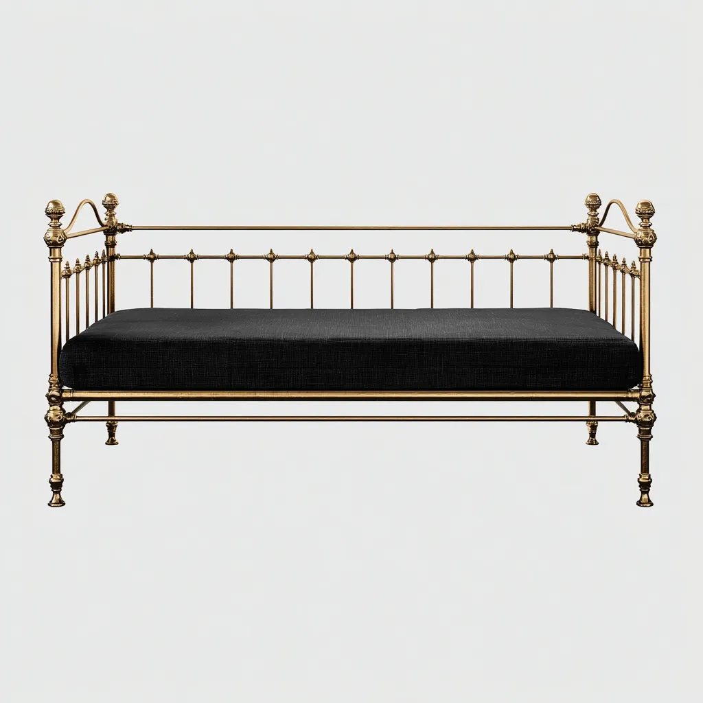 Divano letto-metallo-201x92x106 cm-ottone antico-design classico-Shelterza