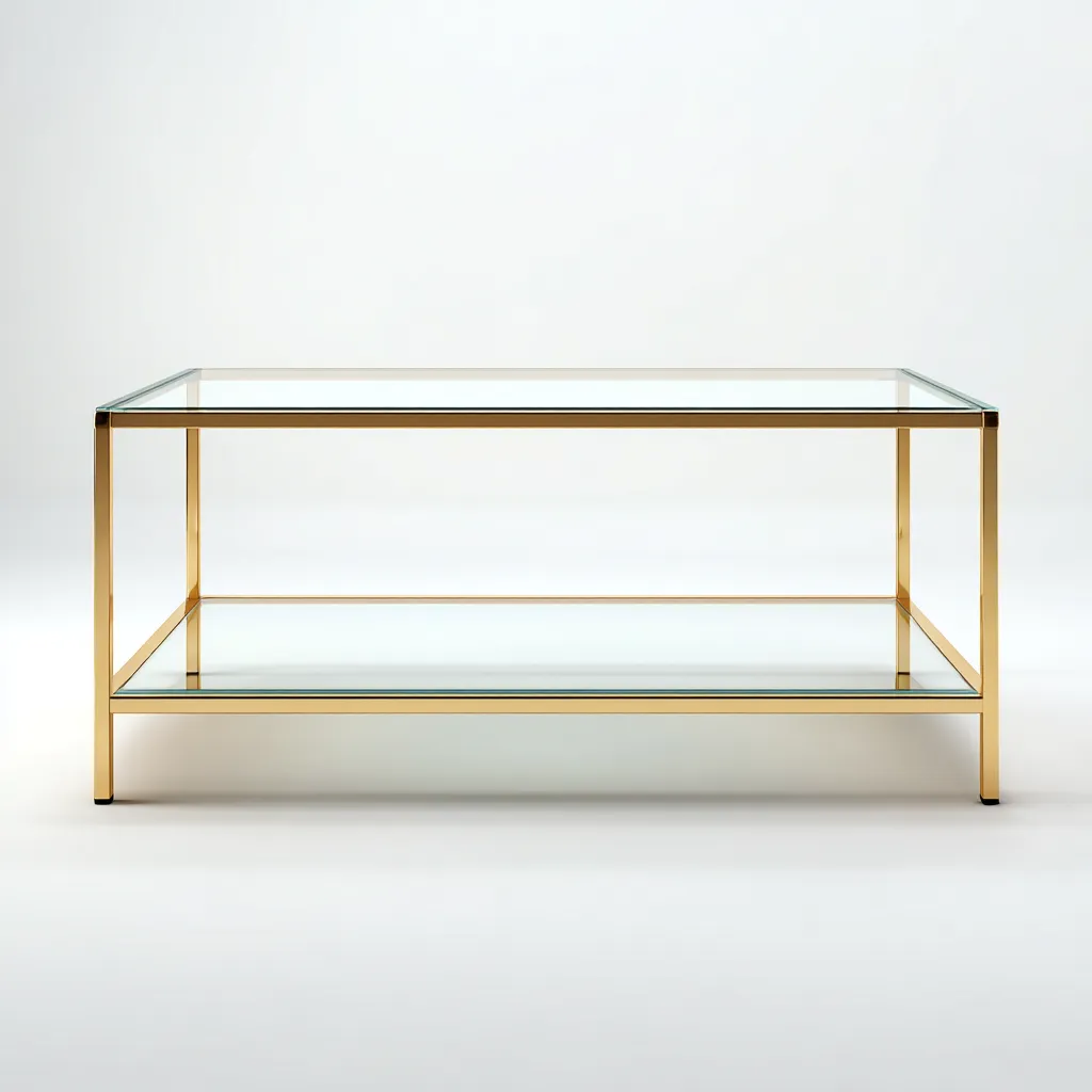 Tavolino da caffè - vetro-metallo - 110x60x45 cm - oro - design moderno-Shelterza