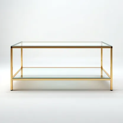 Tavolino da caffè - vetro-metallo - 110x60x45 cm - oro - design moderno-Shelterza