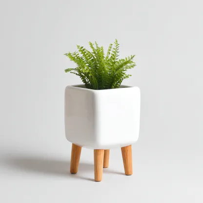 Vasi e supporti per piante-ceramica legno-20x20x32 cm-bianco-design moderno-Shelterza