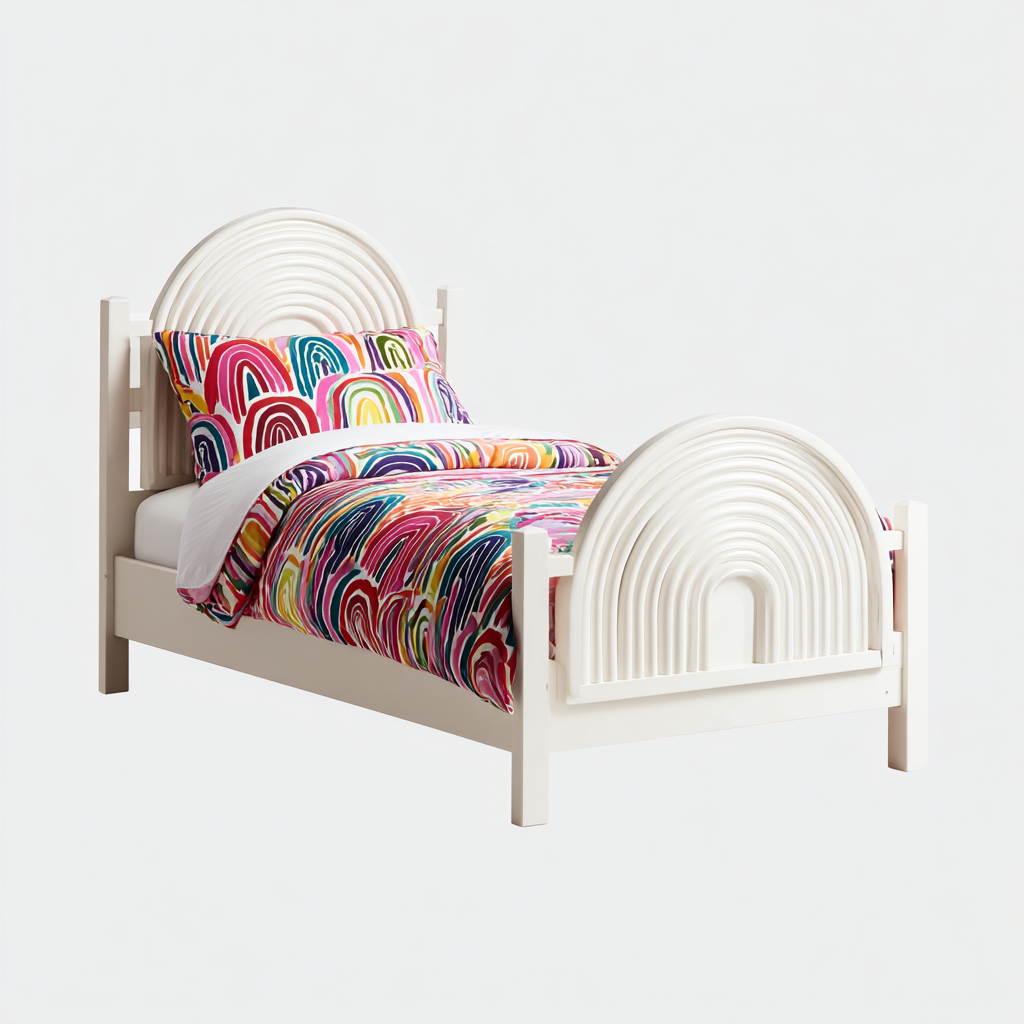 Letto per bambini-legno di pino-160x78x82 cm-bianco-design moderno-Shelterza