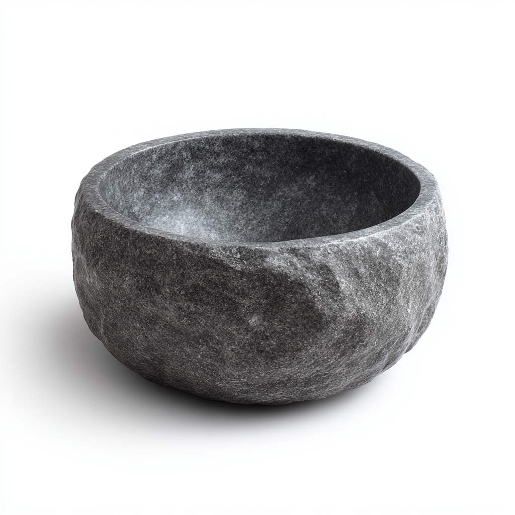 Lavabo - pietra naturale - 36x36x18 cm - grigio scuro - design rustico-Shelterza