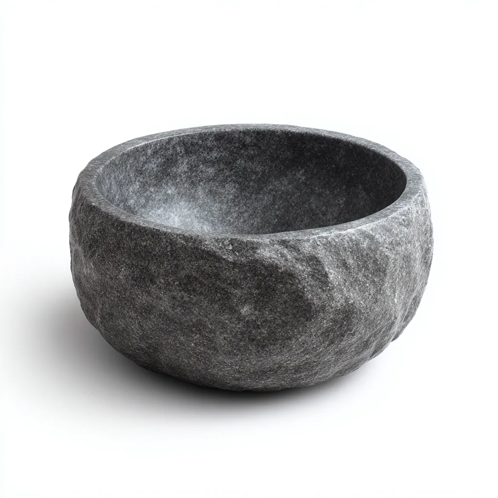 Lavabo - pietra naturale - 36x36x18 cm - grigio scuro - design rustico-Shelterza