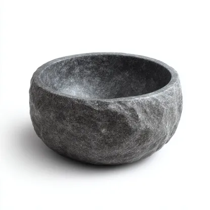 Lavabo - pietra naturale - 36x36x18 cm - grigio scuro - design rustico-Shelterza