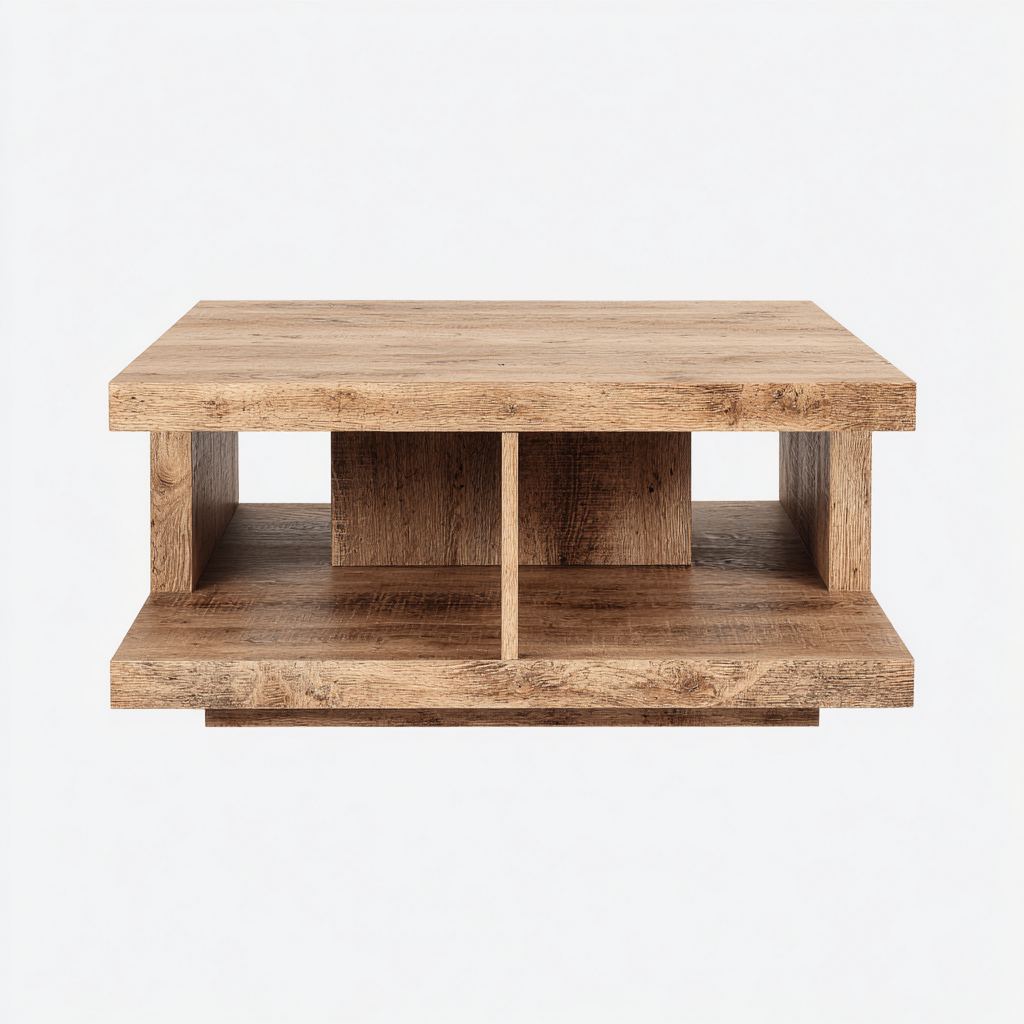 Tavolino da caffè - legno massello - 90x60x40 cm - marrone - design moderno-Shelterza