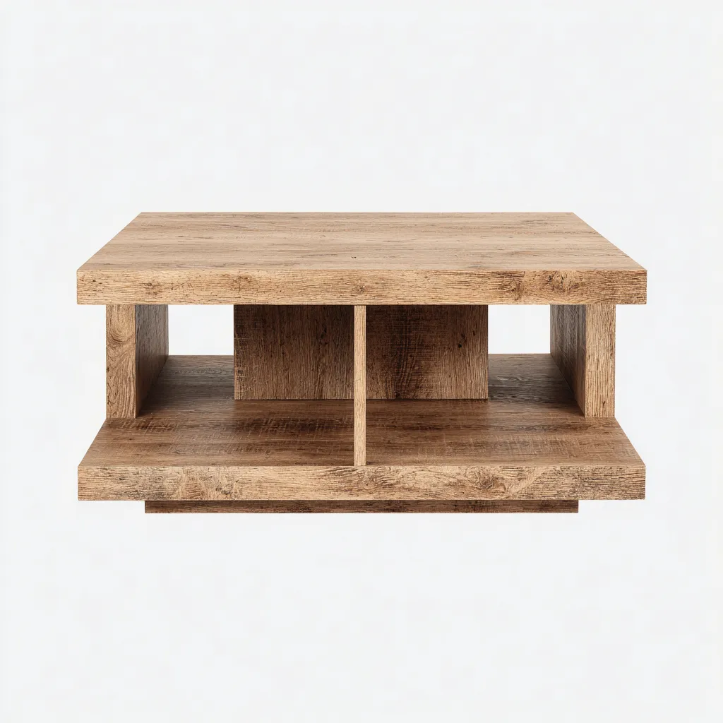 Tavolino da caffè - legno massello - 90x60x40 cm - marrone - design moderno-Shelterza