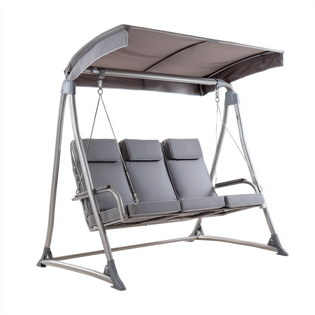 Dondolo da giardino-metallo-tessuto-229x152x190 cm-grigio-design moderno-Shelterza