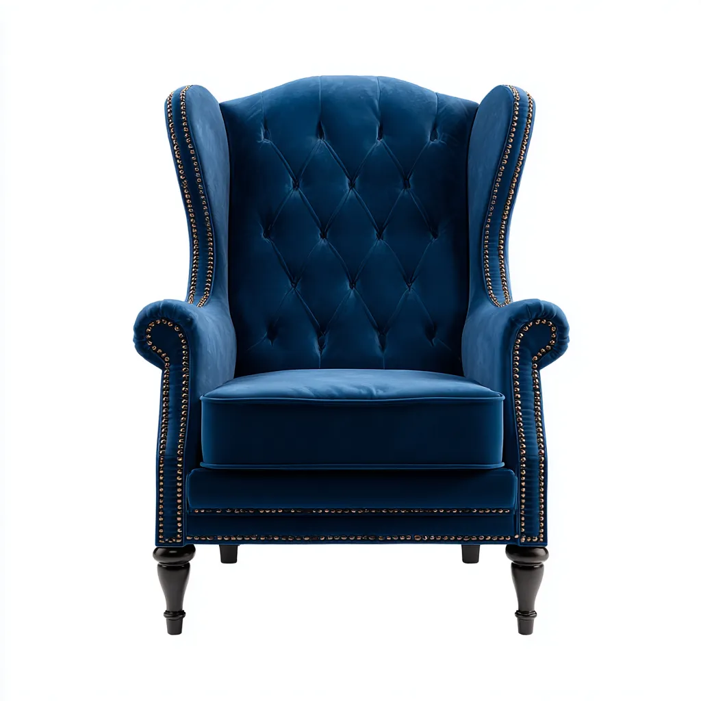 Poltrona - velluto-legno - 108x100x120 cm - blu scuro - stile classico-Shelterza